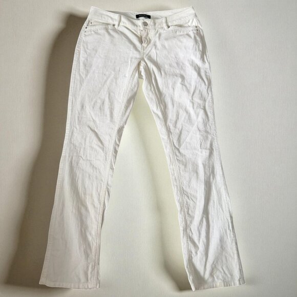 WHBM WHITGE HOUSE BLACK MARKET White Corduroy Straight Leg  Pants Size 2R - Picture 1 of 7